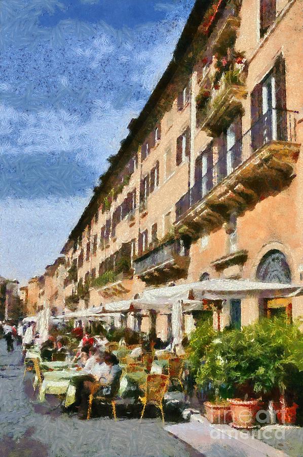 Holiday Painting - Piazza Navona in Rome by George Atsametakis
