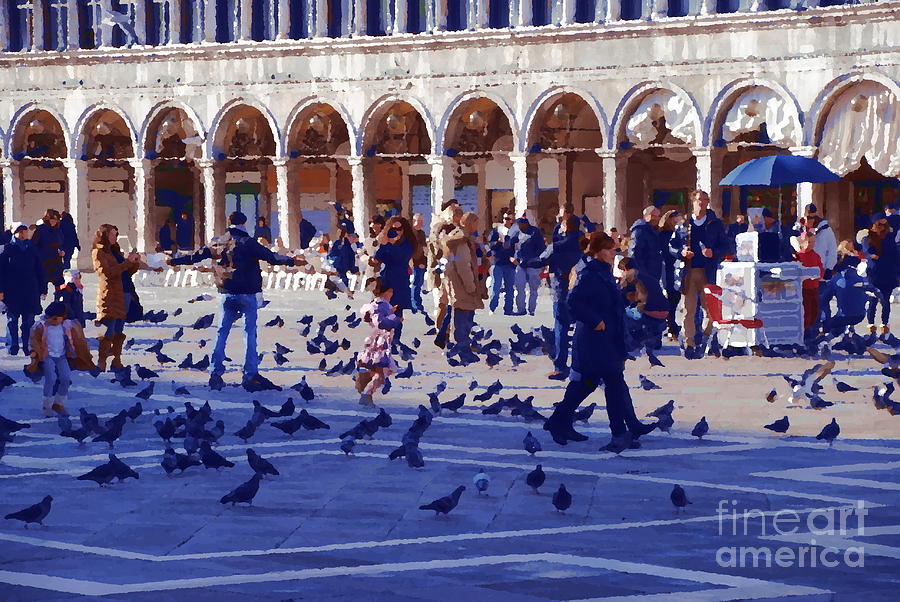 Piazza San Marco Frolic - Impression Photograph by Jacqueline M Lewis