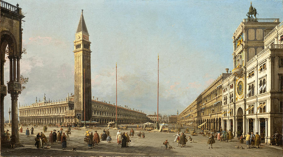 Piazza San Marco Looking South and West Painting by Canaletto