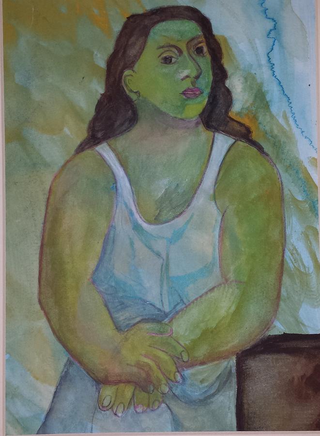 Watercolor Drawing - Picasco Seated Woman by Dalene Turner