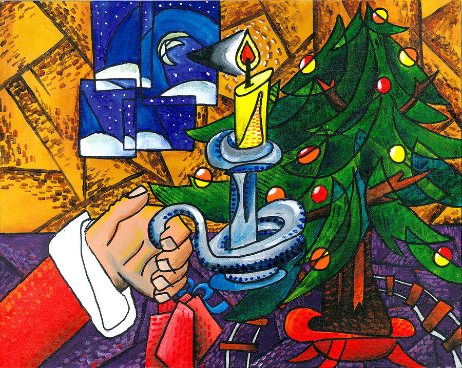 Christmas Painting - Picasso STYLE Christmas Tree - Cover Art by E Gibbons