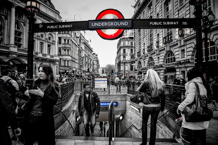 London Photograph - Piccadilly Circus Tube Station Entrance by Marc Miller