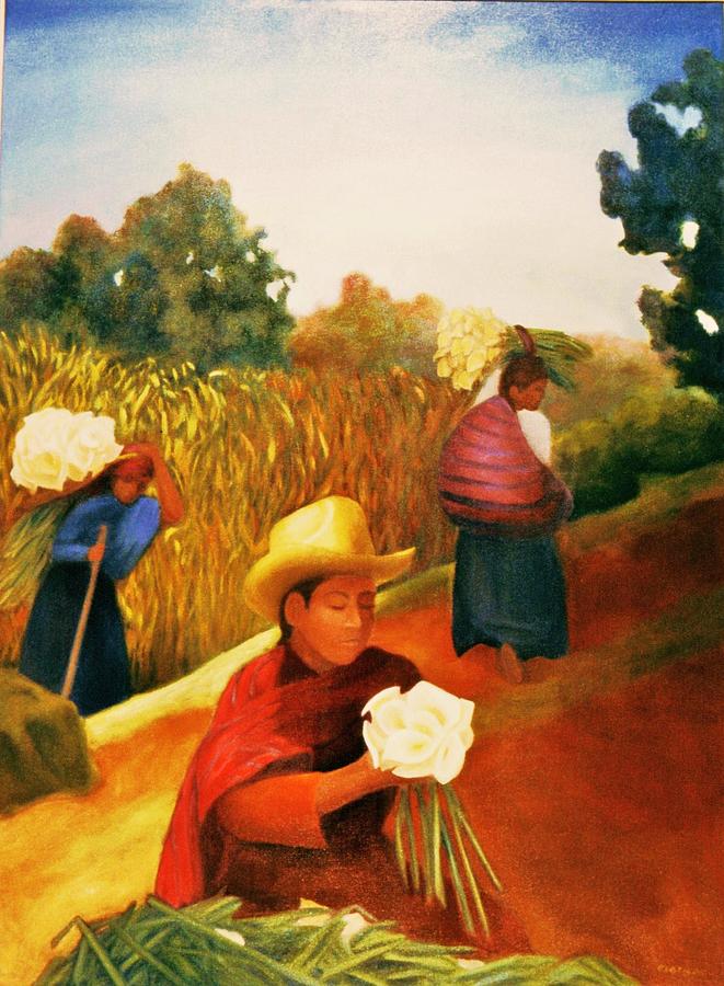 Pickers of Wild Lilies  Painting by Clotilde Espinosa