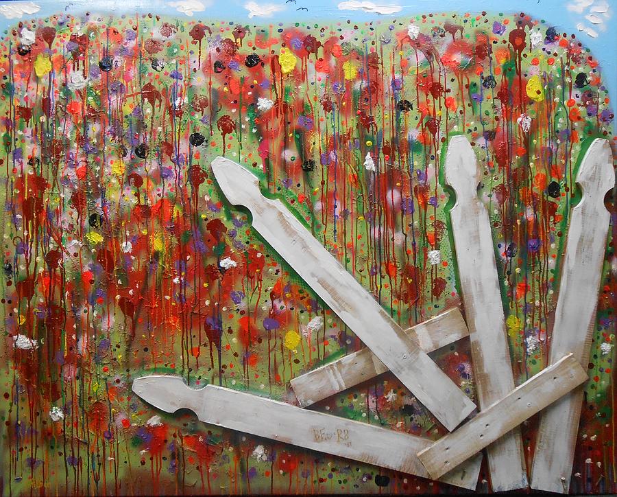 Picket Fence Flower Garden Painting by GH FiLben