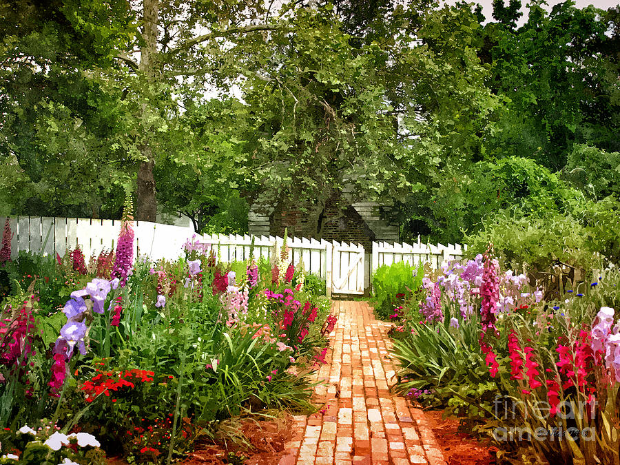 Picket Fence Garden Painting by Shari Nees