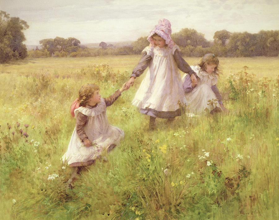 Picking Wild Flowers Painting by William Affleck