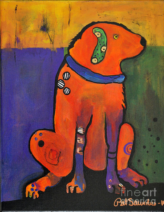 Pickle Dog Painting by Pat Saunders-White