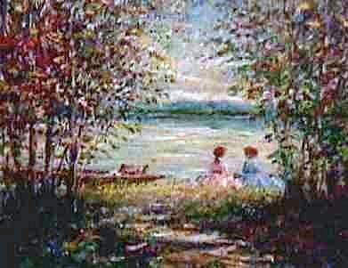 Picnic  By The Lake Painting by Philip Corley