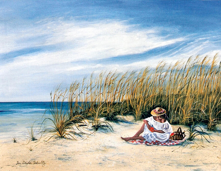 Nature Painting - Picnic on the Beach by Susan Duda