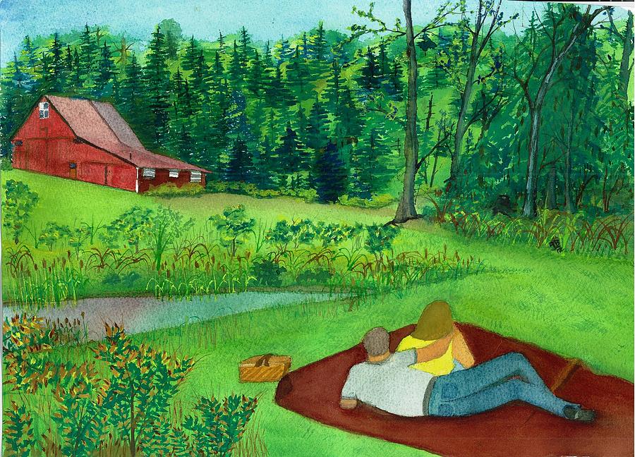 Picnic on the Farm Painting by David Bartsch