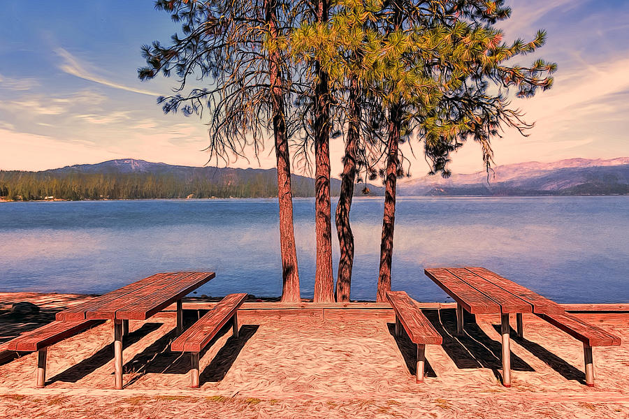 Picnic Tables Photograph by Maria Coulson