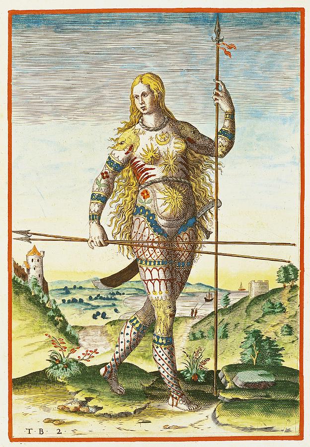 Pictish Woman, From Admiranda Narratio..., Engraved By Theodore De Bry 1528-98 1585-88 Coloured Photograph by John White