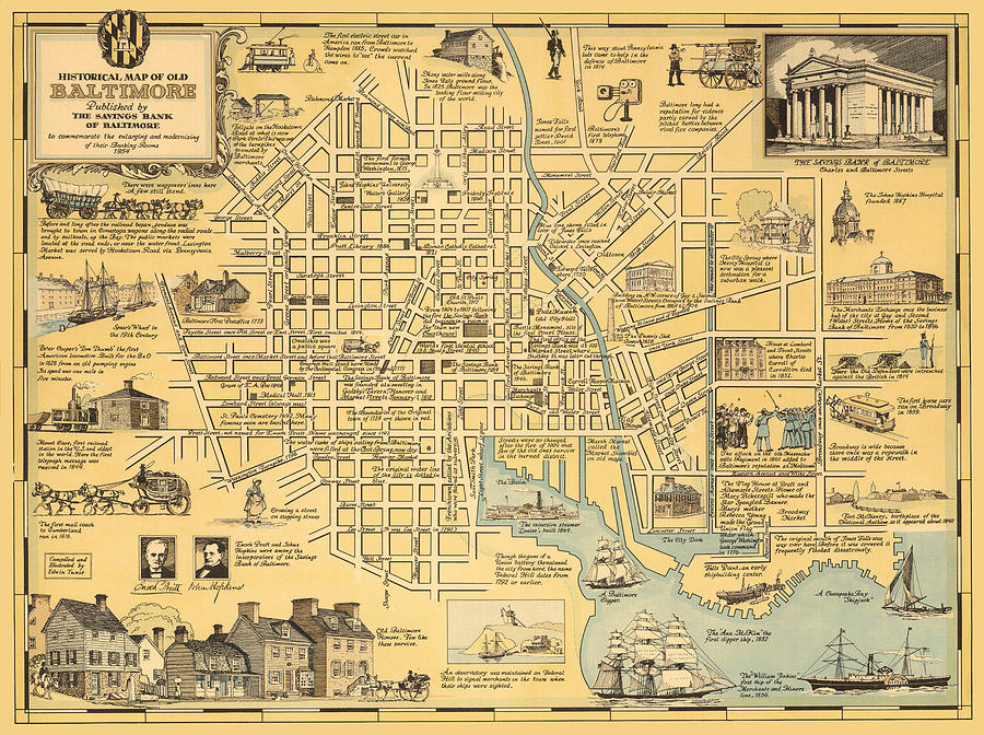 Baltimore Photograph - Pictorial Map of Baltimore by Andrew Fare