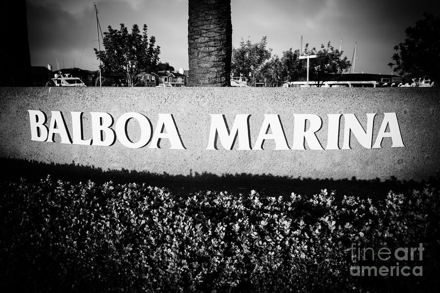 Newport Beach Photograph - Pictue of Balboa Marina Sign in Newport Beach by Paul Velgos