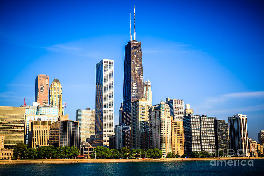 Picture Of Chicago Skyline With Hancock Building Photograph