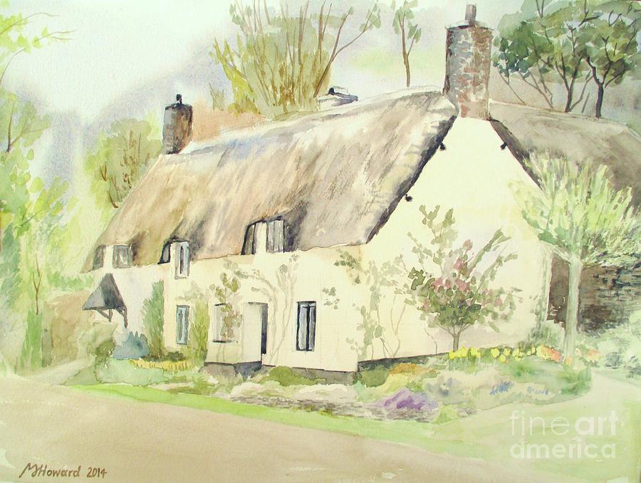 Picturesque Dunster Cottage Painting by Martin Howard
