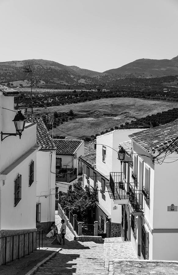 Picturesque Streets of Ronda. Spain. Black and White Photograph by Jenny Rainbow