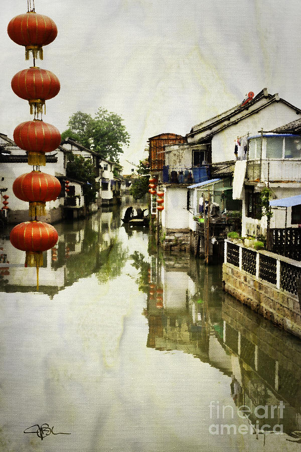 Picturesque Zhijiajiao Watertown Shanghai China Painting by Jani Bryson