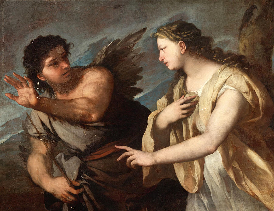Luca Giordano Painting - Picus and Circe by Luca Giordano