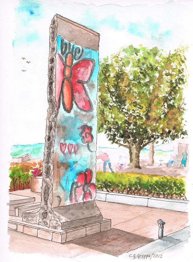Piece of the Berlin Wall in Ronald Reagan Library, Simi Valley, California Painting by Carlos G Groppa