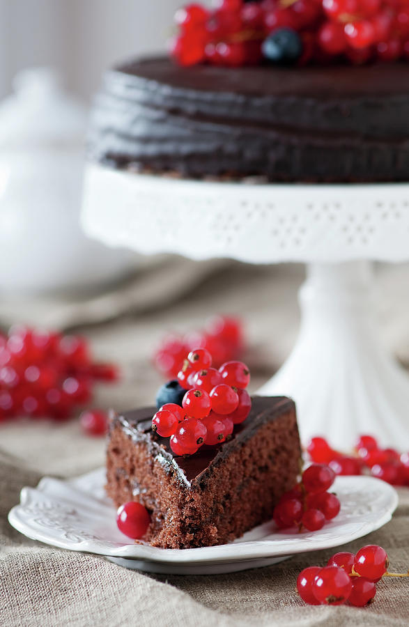 Piece Of Chocolate Cake Photograph by Oxana Denezhkina