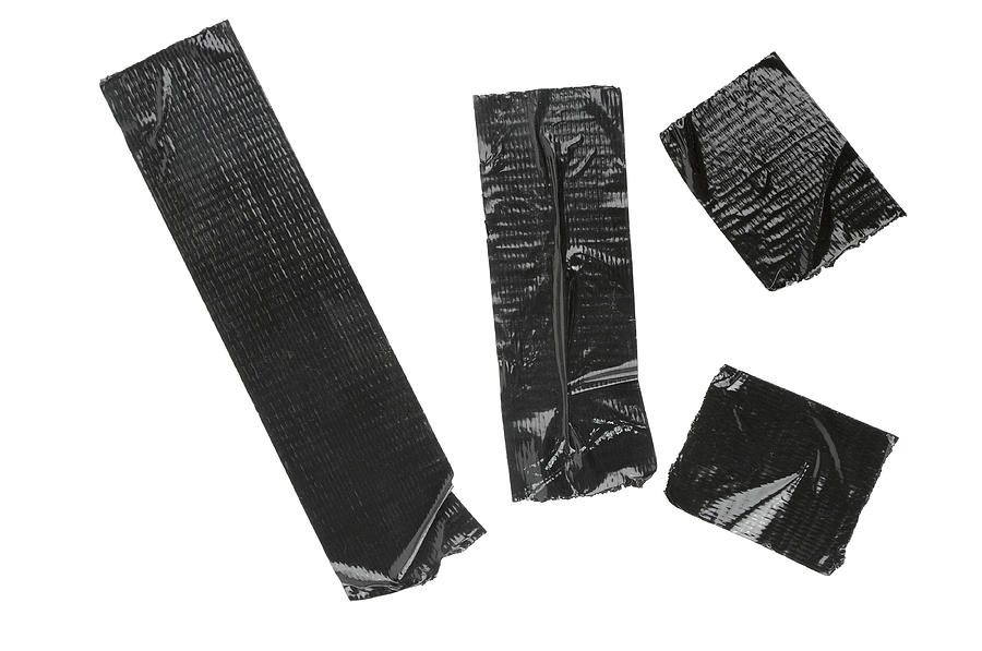 Pieces Of Black Duct Tape Isolated On White Photograph by Difydave