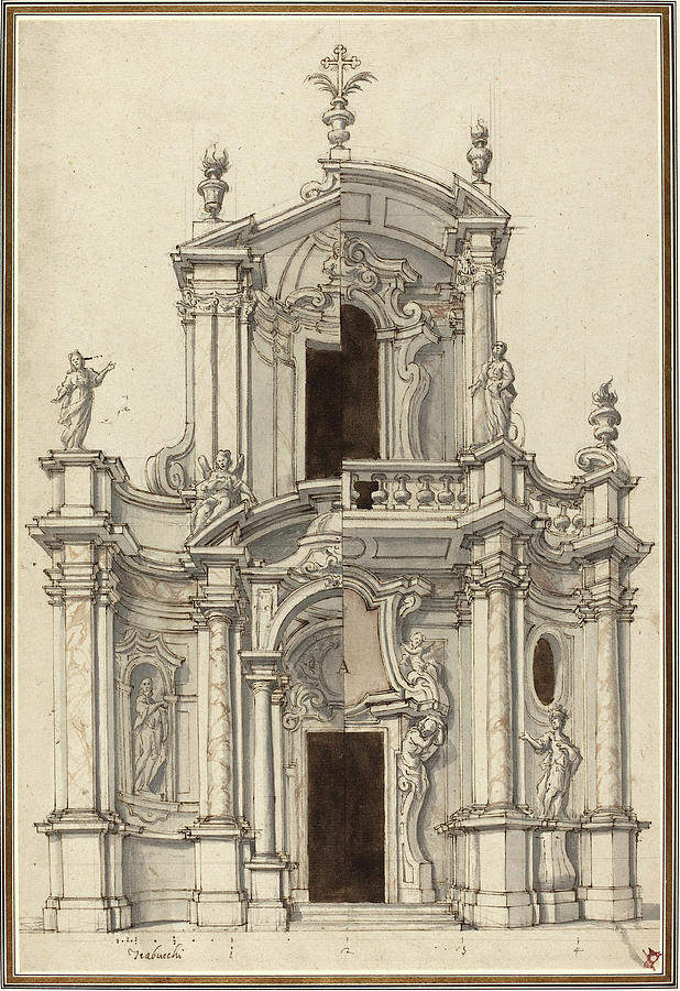 Piedmontese 18th Century, Elevation For A Church Facade Drawing by Litz ...