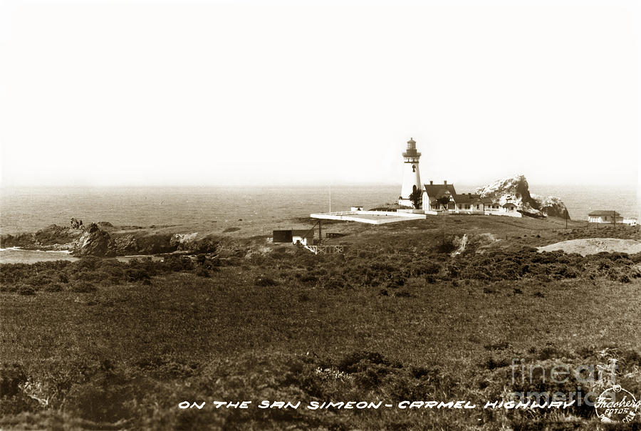 Lighthouse Photograph - Piedras Blancas Light Station San Simeon Carmel Highway Calif. circa 1930 by Monterey County Historical Society