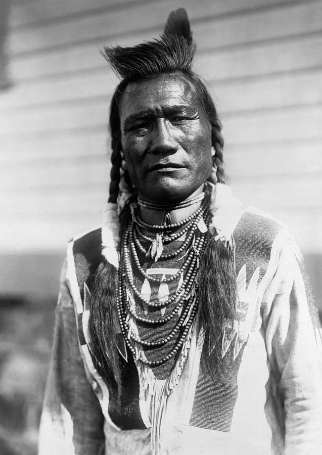 Edward Sheriff Curtis Photograph - Piegan Indian Man circa 1909 by Aged Pixel