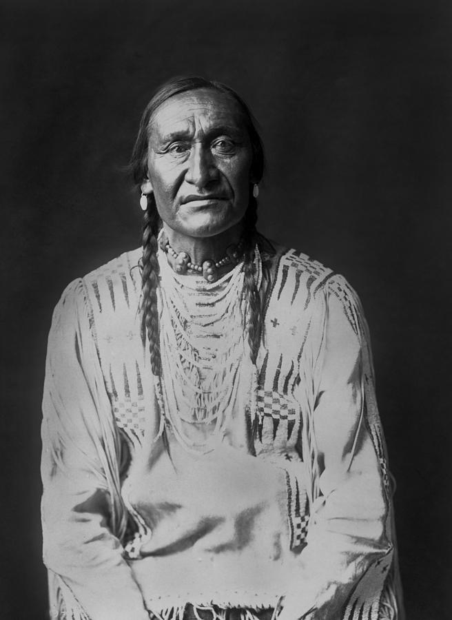 Edward Sheriff Curtis Photograph - Piegan Indian Man circa 1910 by Aged Pixel