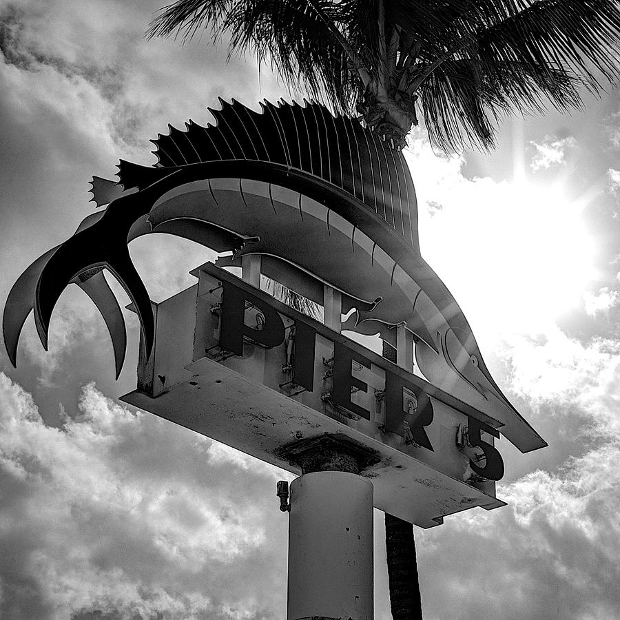 Miami Photograph - Pier 5 Sign by William Wetmore