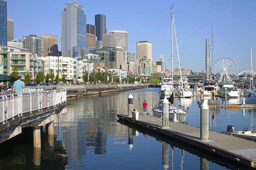 Pier 66 Marina Seattle Skyline. Photograph by Gino Rigucci