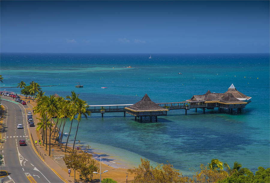 Pier and restaurant facilities over the water, Noumea harbour, New Caledonia, South Pacific. Photograph by Southern Lightscapes-Australia
