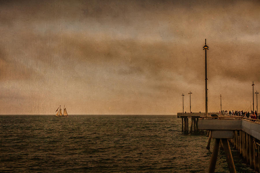 Pier And Sailboat Photograph