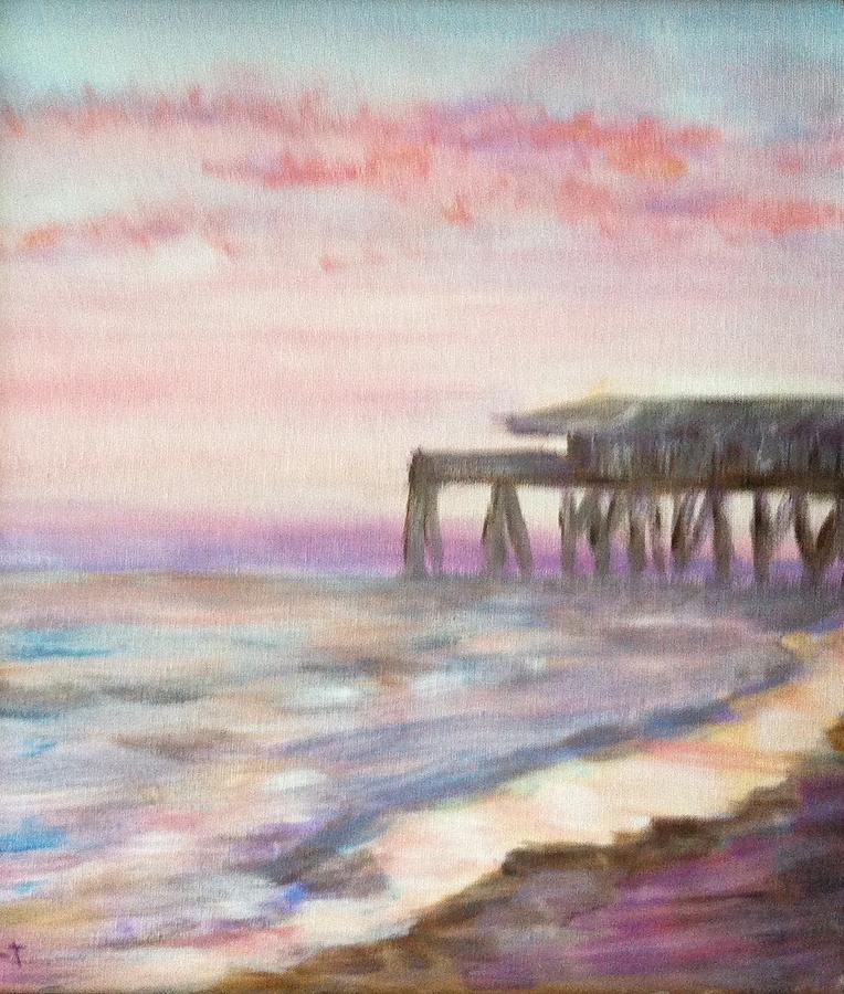 Sunset Painting - Pier at Sunset by Susan Hart