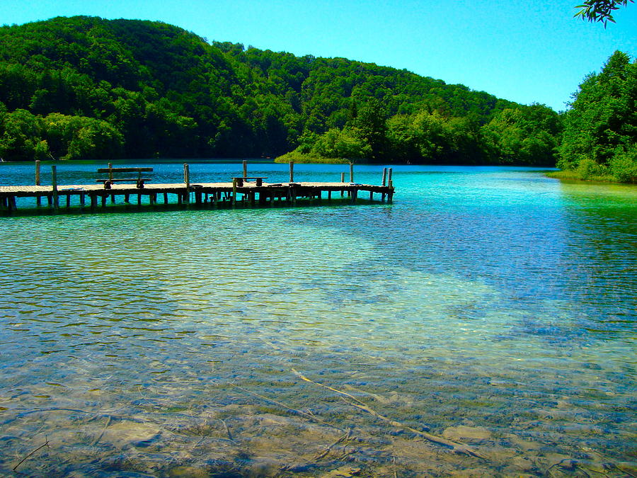 Nature Photograph - Pier at the Plitvice Lakes by Ewerton Watanabe