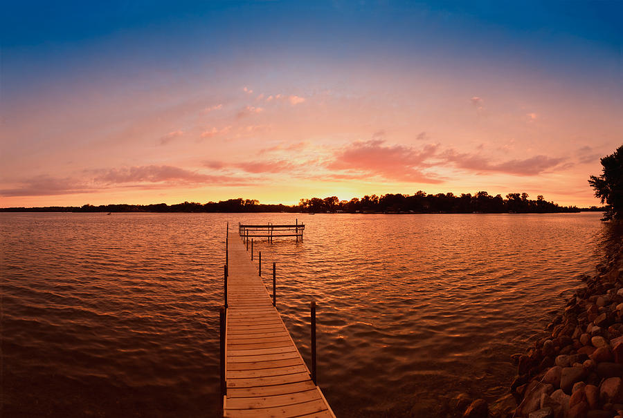 Nature Photograph - Pier In A Lake, Lake Minnetonka by Panoramic Images