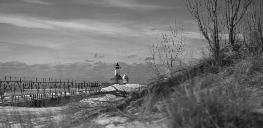 Pier in black and white Photograph by John Crothers