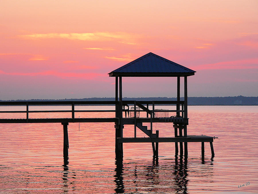Pier In Pink Sunset Photograph by Kathy K McClellan