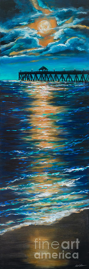 Pier in the Moonlight Painting by Linda Olsen