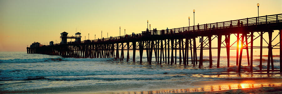 Pier In The Ocean At Sunset, Oceanside Photograph by Panoramic Images