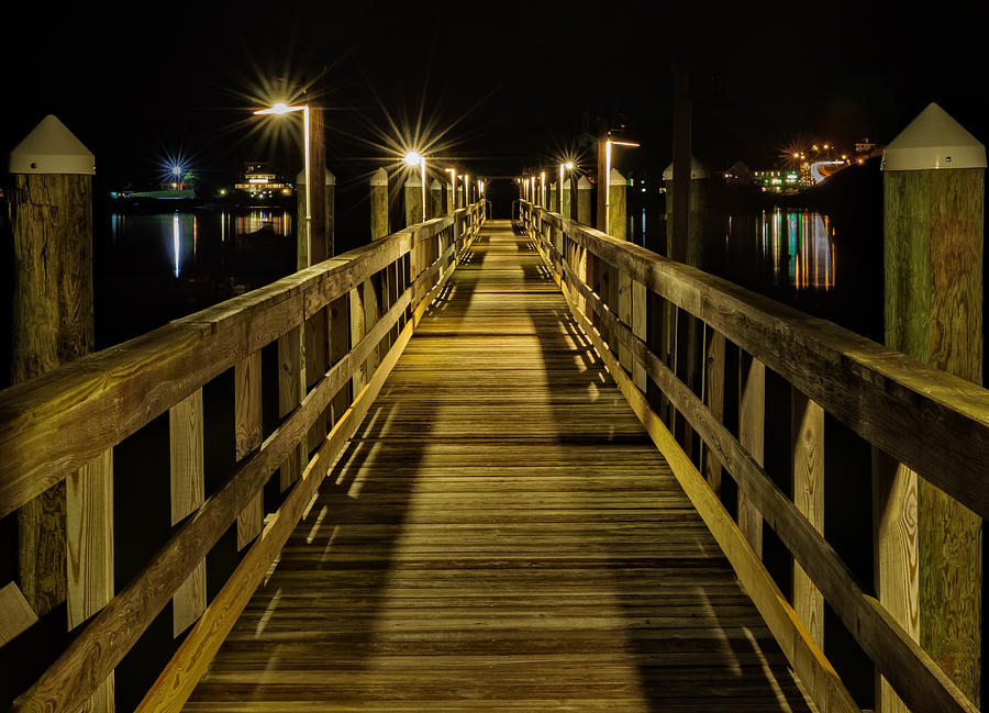 Pier Photograph - Pier into the Night by Len Saltiel