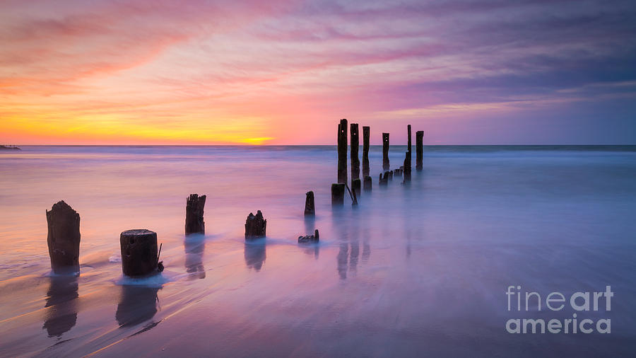 Sunset Photograph - Pier into the past 16x9 by Michael Ver Sprill