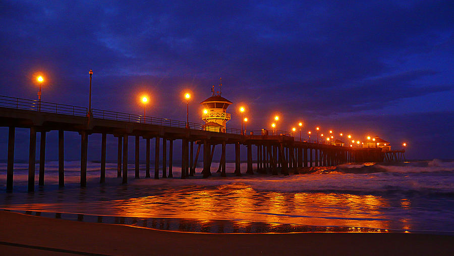 Huntington Beach Photograph - Pier Lights by Ron Regalado