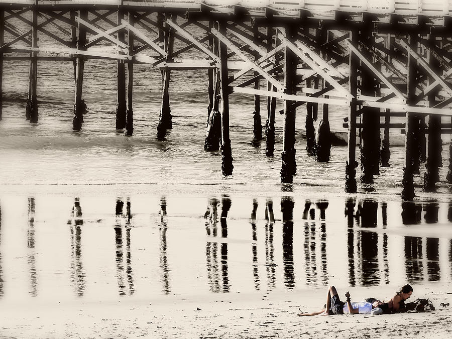 San Diego Photograph - Pier Reflections by Claude LeTien