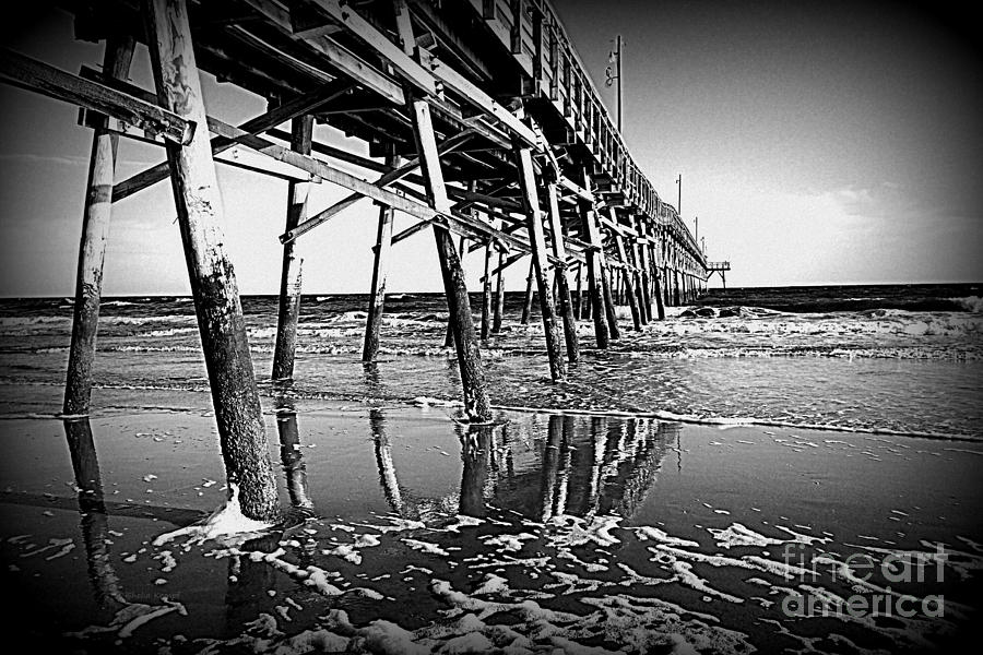 Pier Reflections in Black and White Photograph by Shelia Kempf