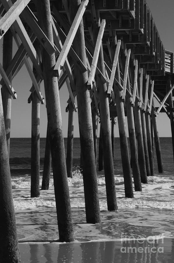 Pier Structure in Black and White Photograph by MM Anderson