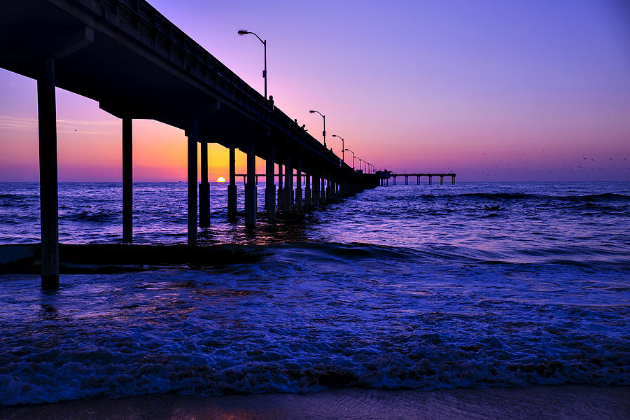 Pier Sunset Ocean Beach Photograph by Garry Gay