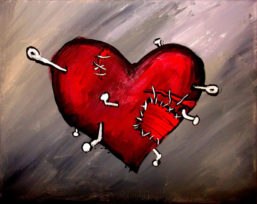 Pierced Heart Painting by Marisela Mungia