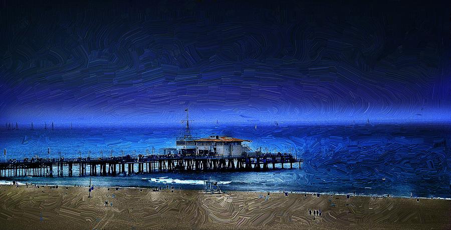 Pier Digital Art - Piering Into the Night by Cary Shapiro
